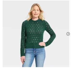 Universal Thread Green Lace Crewneck Pullover Sweater Size 1X NWT